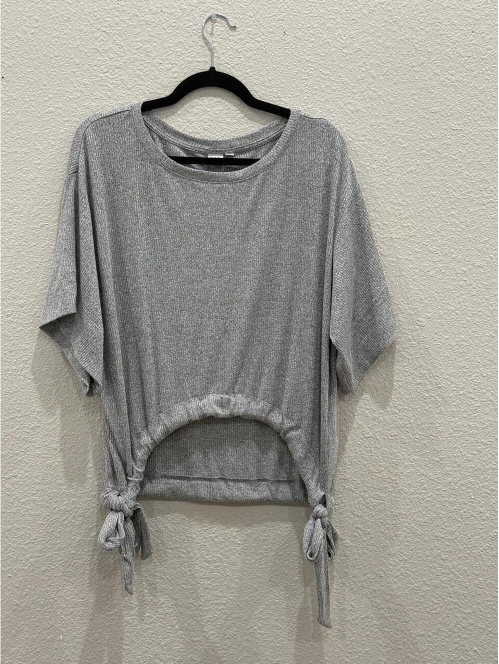 Gap Ribbed Softspun Short Sleeve Side-Tie Top | Medium